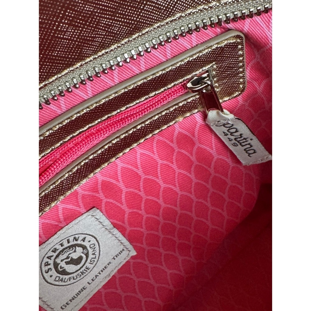 Spartina 449 Flamingo Floral Tote Bag Pink Gold Tropical Beach Summer Shoulder - Picture 11 of 16